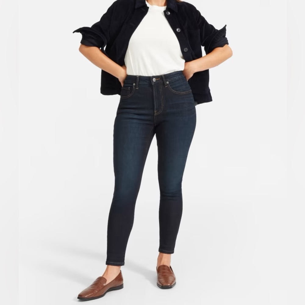 Everlane The Curvy Authentic Stretch High-Rise Skinny Jean ankle dark blue wash